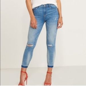 Dynamite Kate Distressed Ankle Med-Waist Blue Wash Ripped Skinny Jeans Size 29